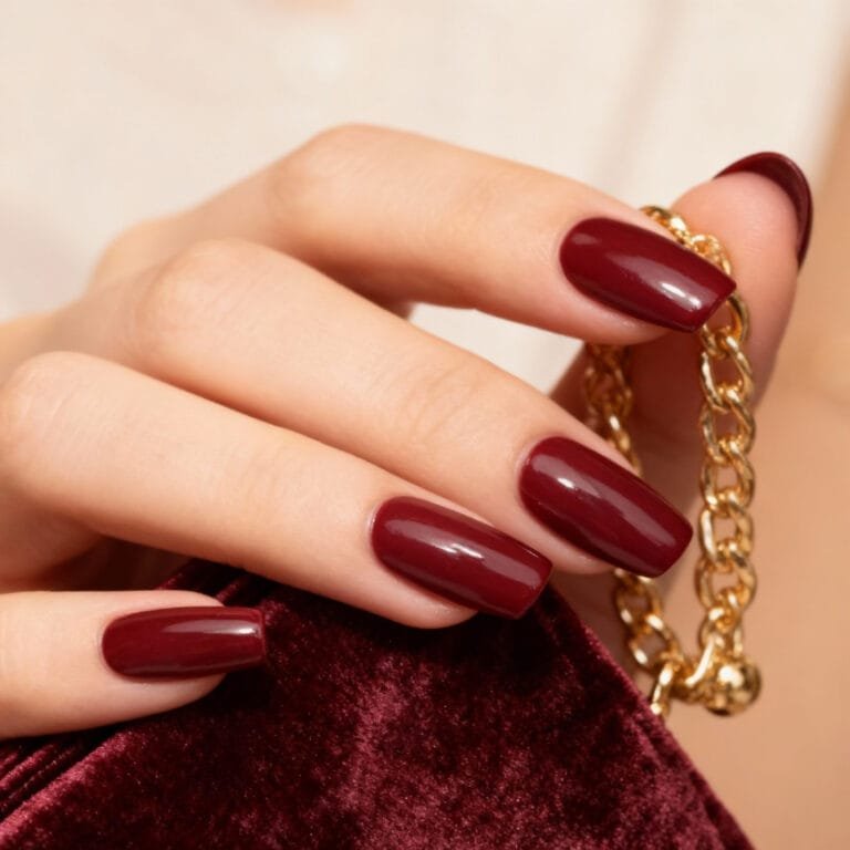 Wine red Gloss nails