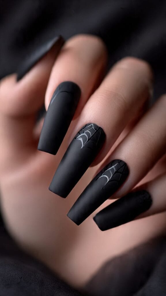 Classic Black Coffin Nails