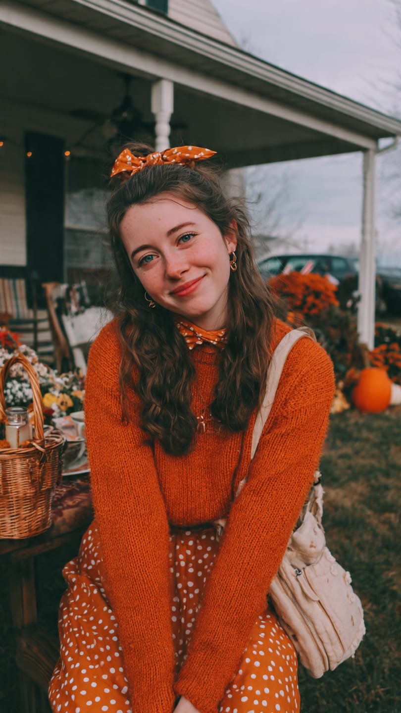 brunt orange thanksgiving outfit dinner