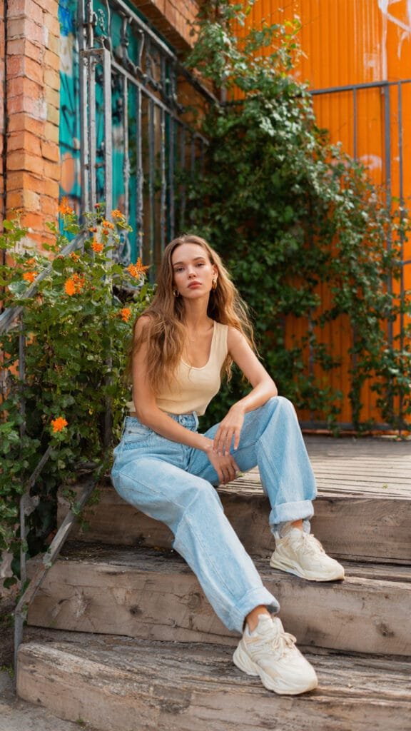 High waist relaxed jeans