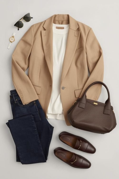 Modern-minimalist-fashion-high-waisted-wide-leg-beige-trousers-with-pleats-and-side-pockets-paired-with-fitted-white-long-sleeve-top-accessorized-with-small-black-handbag-and-pointed-toe-shoes-30