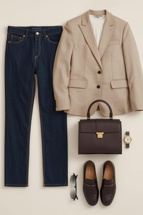 Modern-minimalist-fashion-high-waisted-wide-leg-beige-trousers-with-pleats-and-side-pockets-paired-with-fitted-white-long-sleeve-top-accessorized-with-small-black-handbag-and-pointed-toe-shoes-36
