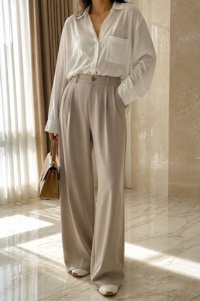 wide leg trousers working women usa